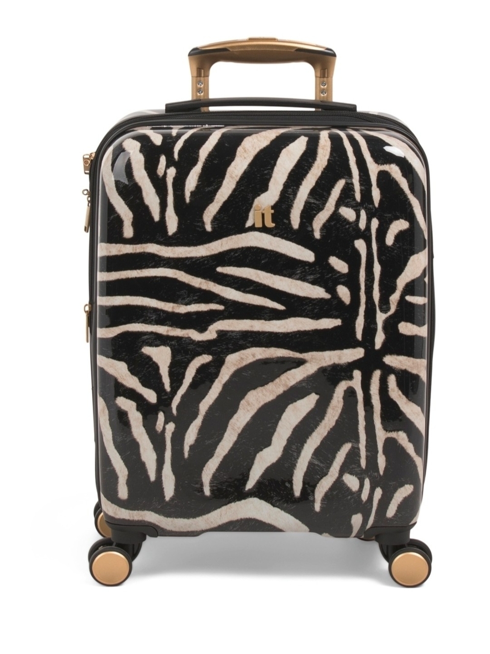 !it Luggage  Zebra-Print Carry-On Spinner in Black & Cream with Gold Accents 22"